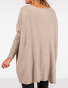 Marley Oversize 100% Cotton Knit Jumper in Taupe