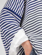 Baker Crew Neck Oversize Jumper in Navy/White Stripe