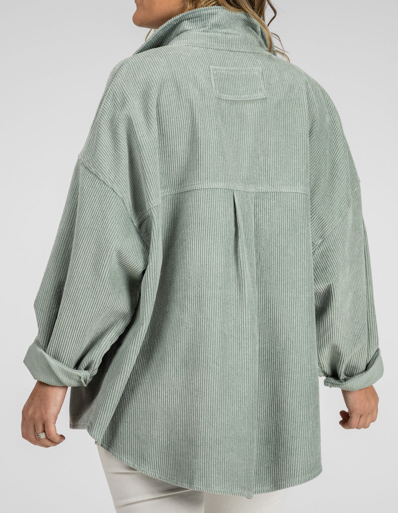 Yarra Oversized Cord Shacket in Sage