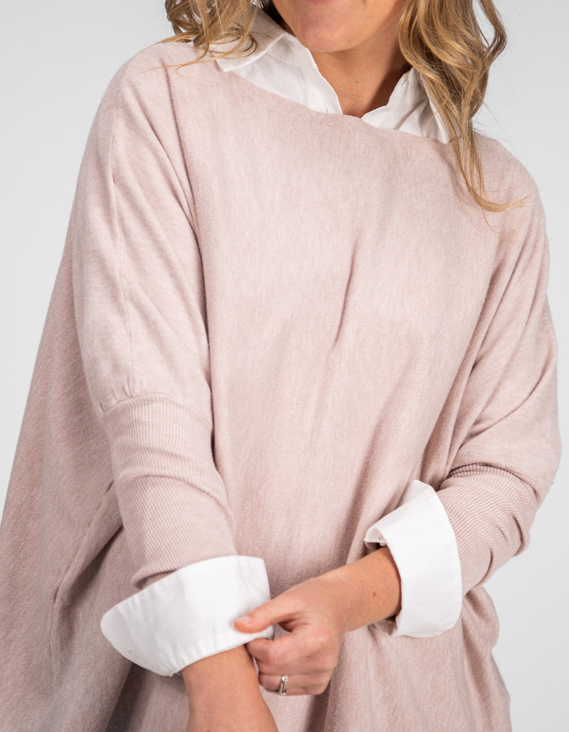 Willow Cotton Knit Jumper in Blush