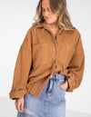 Yarra Oversized Cord Shacket in Tan