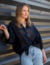 River Relaxed Fit Shirt in Black Linen