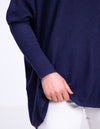 Willow Cotton Knit Jumper in Navy