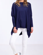 Willow Cotton Knit Jumper in Navy